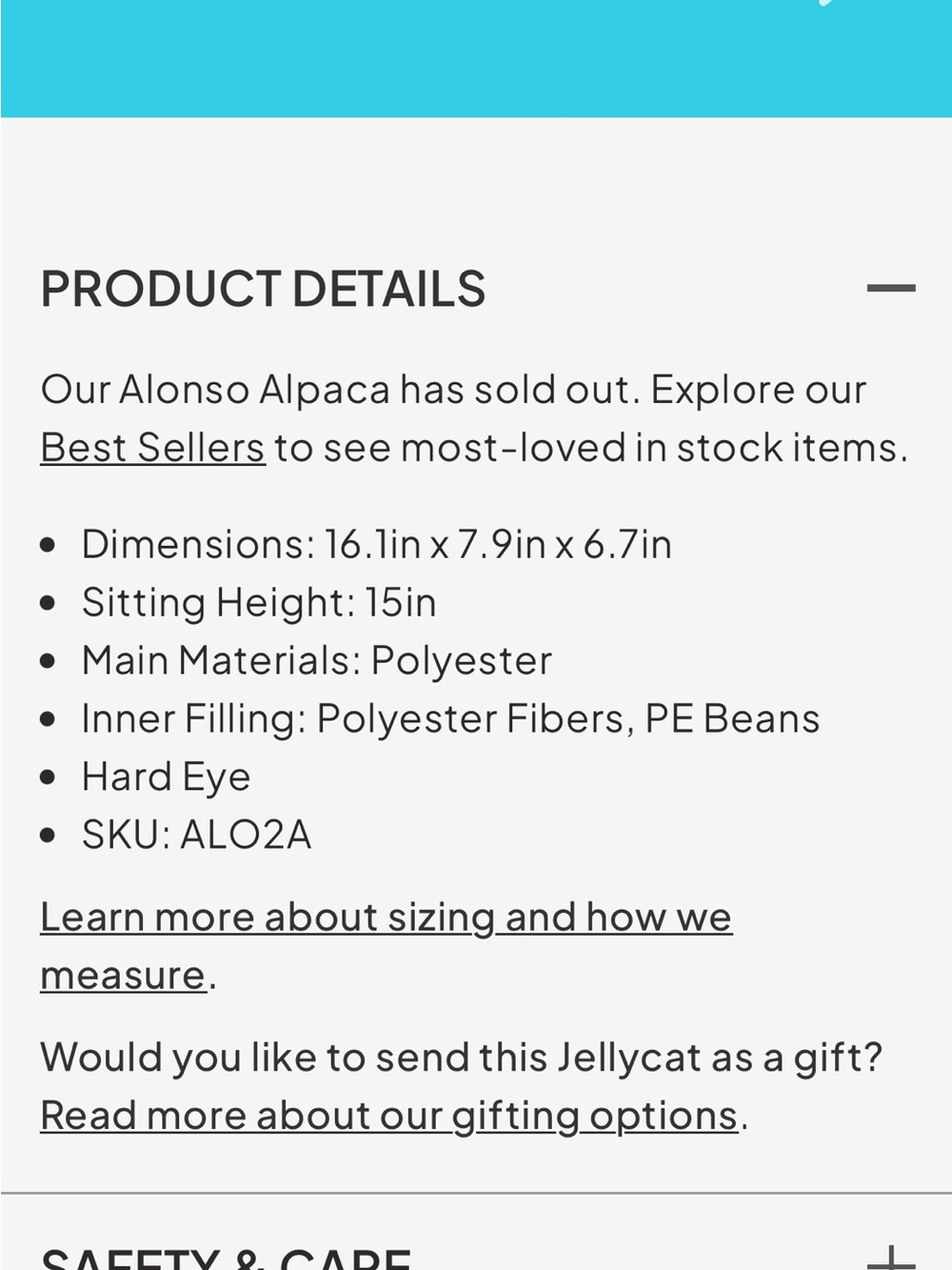 Jellycat Alonso Alpaca (Retired) NWT - Picture 4 of 5